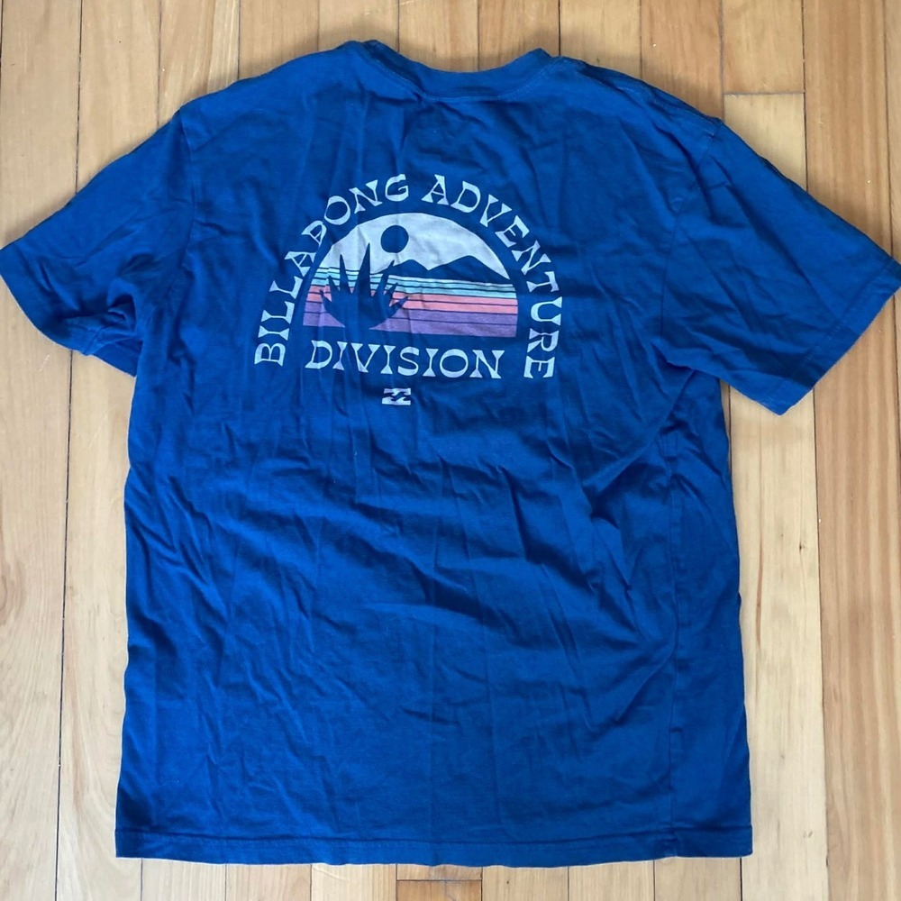 Billabong Adventure Division Organic Cotton T Shirt Blue Small Graphic Tee